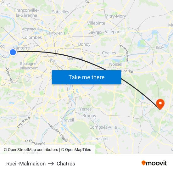Rueil-Malmaison to Chatres map