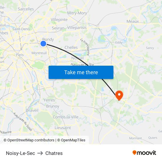 Noisy-Le-Sec to Chatres map