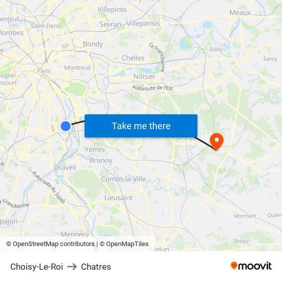 Choisy-Le-Roi to Chatres map