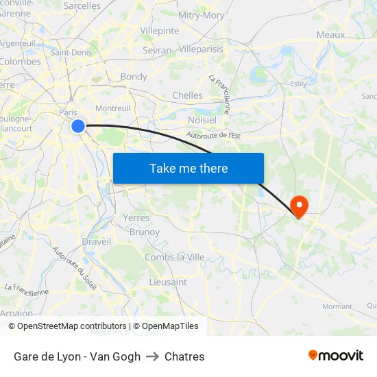Gare de Lyon - Van Gogh to Chatres map