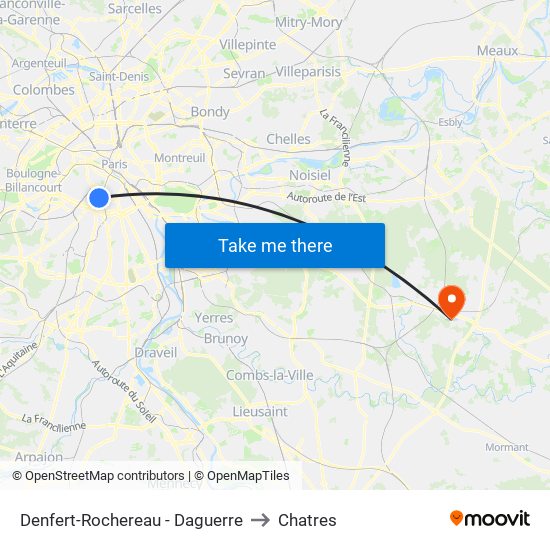 Denfert-Rochereau - Daguerre to Chatres map