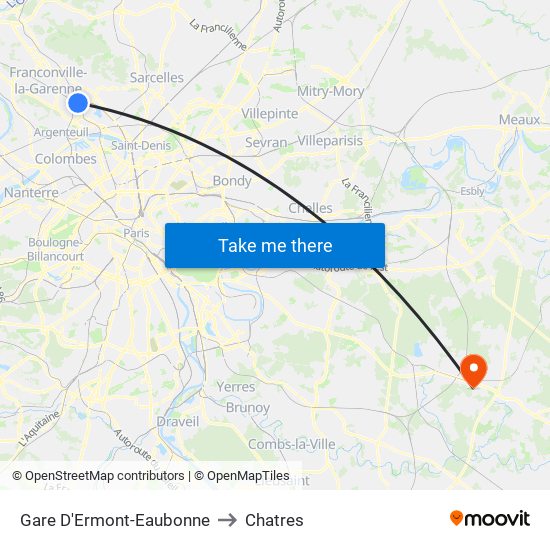 Gare D'Ermont-Eaubonne to Chatres map