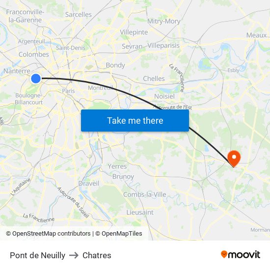 Pont de Neuilly to Chatres map