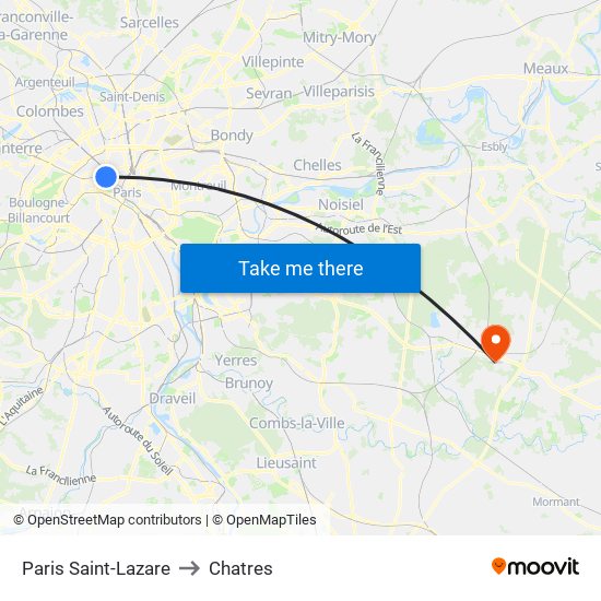 Paris Saint-Lazare to Chatres map