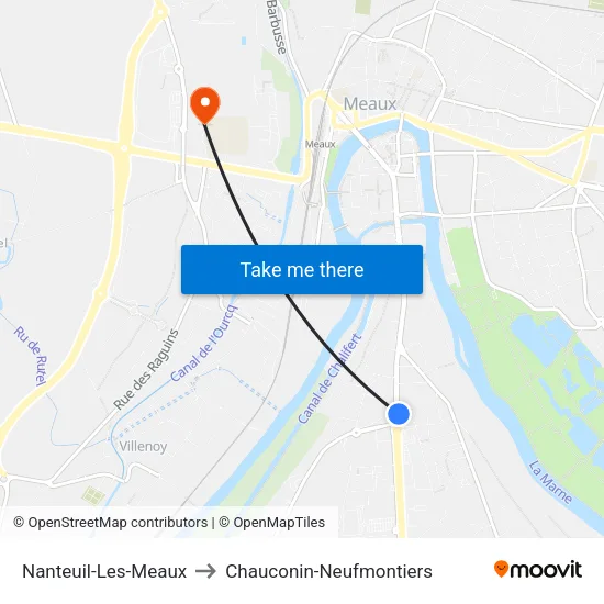 Nanteuil-Les-Meaux to Chauconin-Neufmontiers map