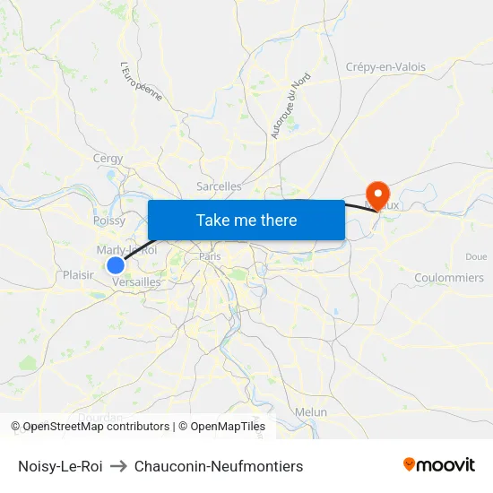 Noisy-Le-Roi to Chauconin-Neufmontiers map