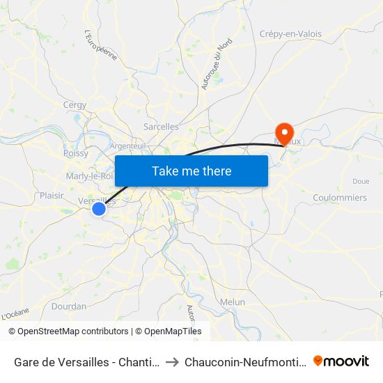 Gare de Versailles - Chantiers to Chauconin-Neufmontiers map