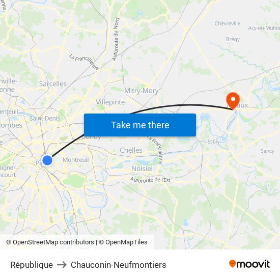 République to Chauconin-Neufmontiers map