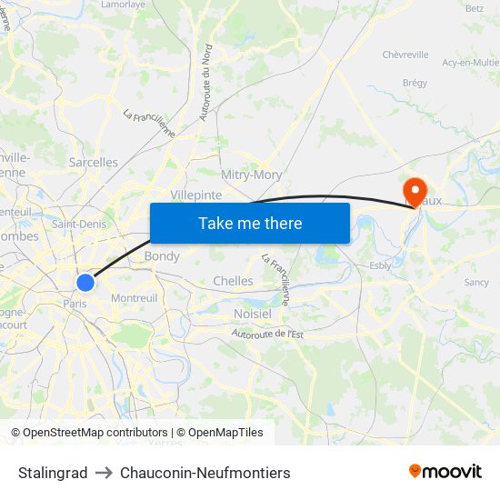 Stalingrad to Chauconin-Neufmontiers map