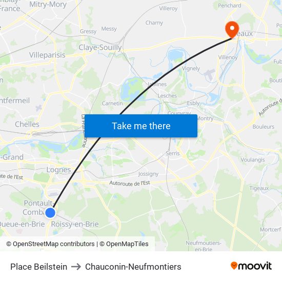 Place Beilstein to Chauconin-Neufmontiers map