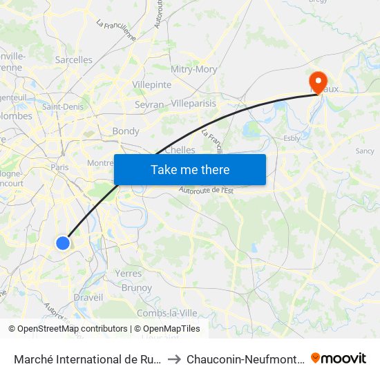 Marché International de Rungis to Chauconin-Neufmontiers map