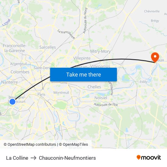 La Colline to Chauconin-Neufmontiers map