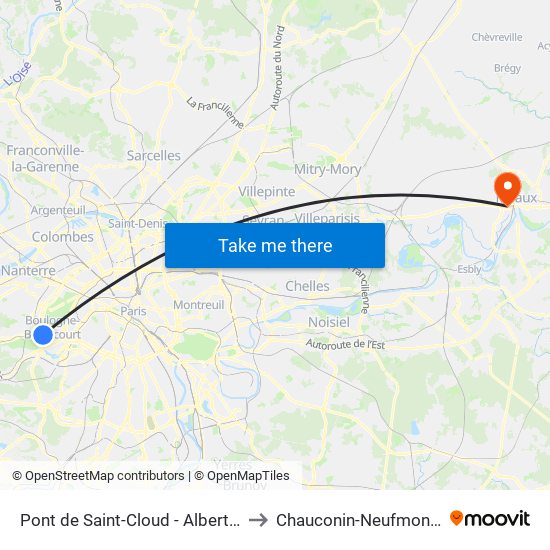 Pont de Saint-Cloud - Albert Kahn to Chauconin-Neufmontiers map