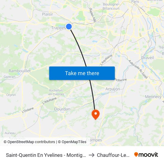 Saint-Quentin En Yvelines - Montigny-Le-Bretonneux to Chauffour-Les-Etrechy map