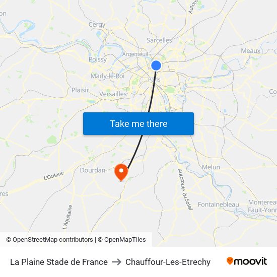 La Plaine Stade de France to Chauffour-Les-Etrechy map