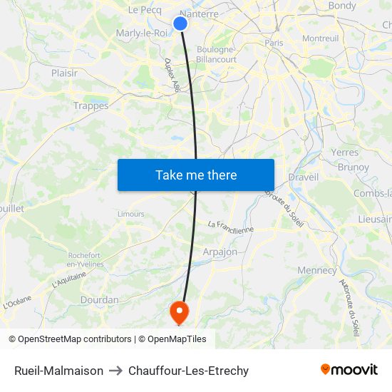 Rueil-Malmaison to Chauffour-Les-Etrechy map