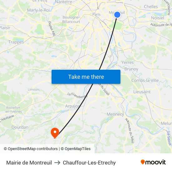 Mairie de Montreuil to Chauffour-Les-Etrechy map