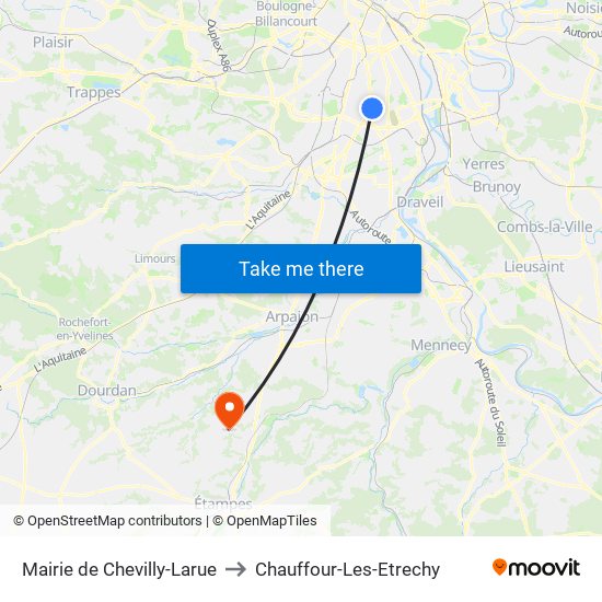 Mairie de Chevilly-Larue to Chauffour-Les-Etrechy map