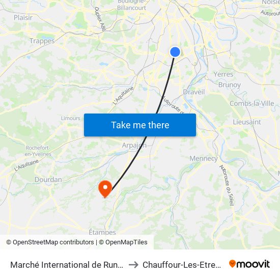 Marché International de Rungis to Chauffour-Les-Etrechy map