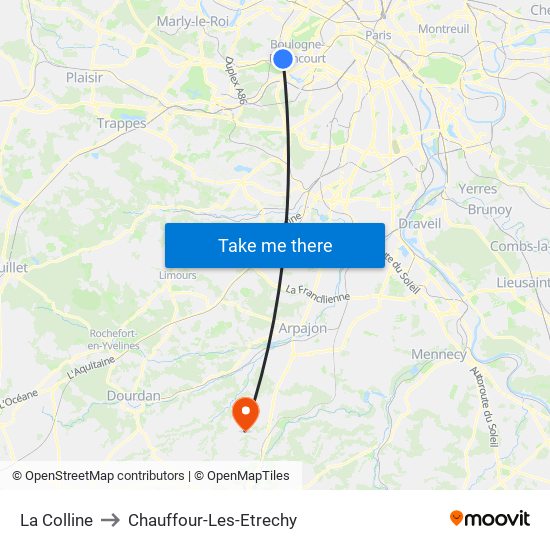 La Colline to Chauffour-Les-Etrechy map