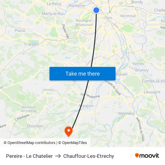 Pereire - Le Chatelier to Chauffour-Les-Etrechy map