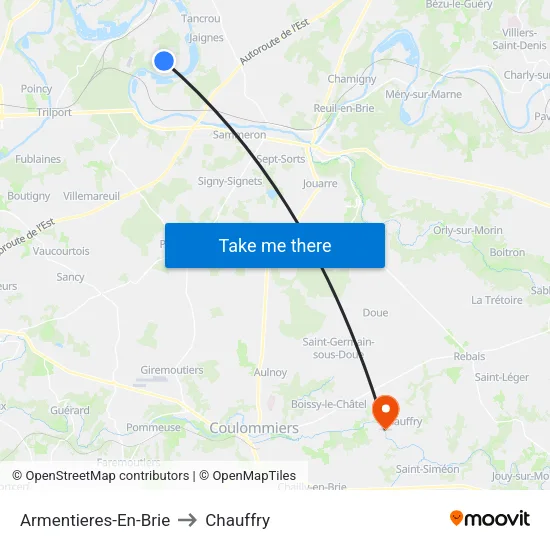 Armentieres-En-Brie to Chauffry map
