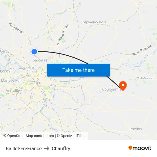 Baillet-En-France to Chauffry map