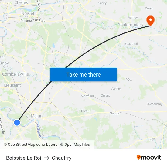 Boissise-Le-Roi to Chauffry map