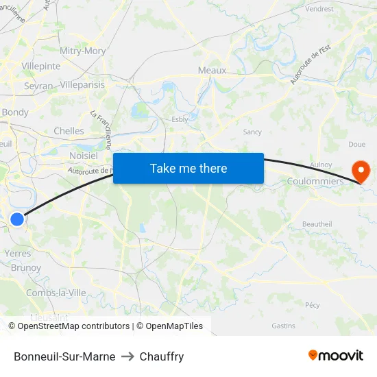 Bonneuil-Sur-Marne to Chauffry map