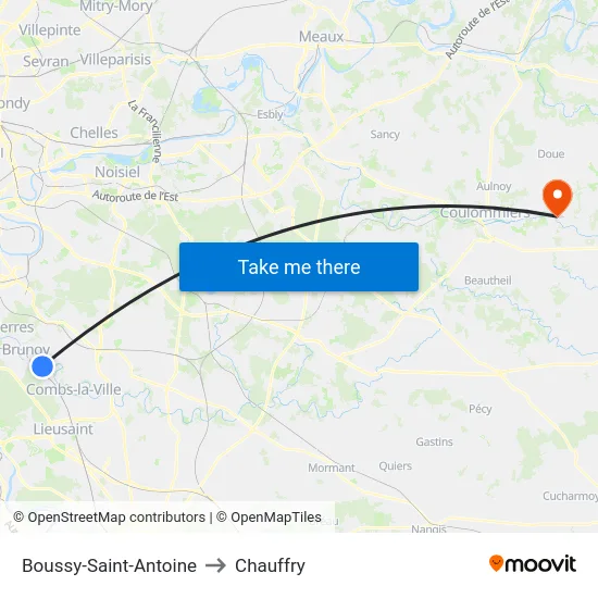 Boussy-Saint-Antoine to Chauffry map