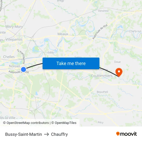 Bussy-Saint-Martin to Chauffry map