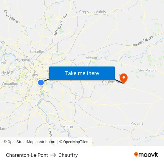 Charenton-Le-Pont to Chauffry map