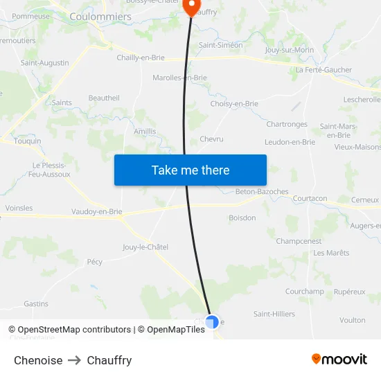 Chenoise to Chauffry map