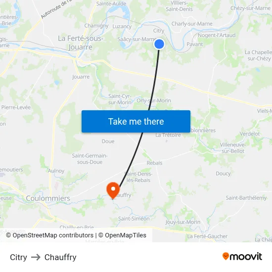 Citry to Chauffry map