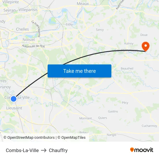 Combs-La-Ville to Chauffry map
