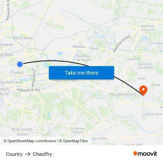Courtry to Chauffry map