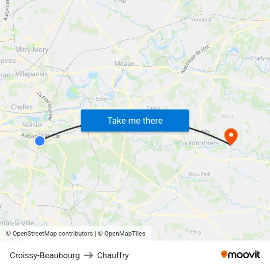 Croissy-Beaubourg to Chauffry map