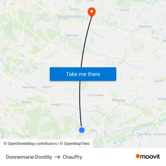 Donnemarie-Dontilly to Chauffry map