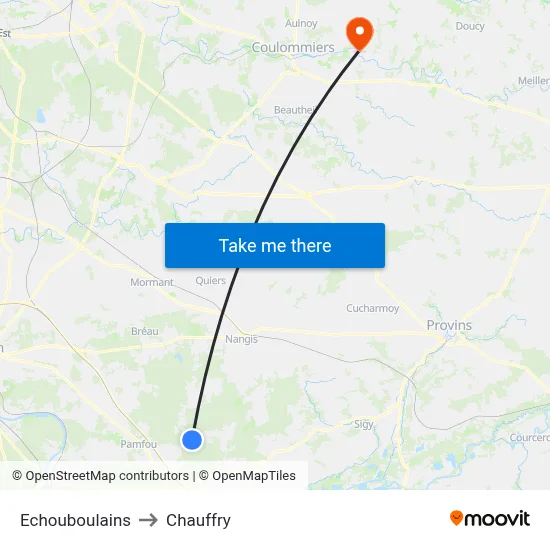 Echouboulains to Chauffry map