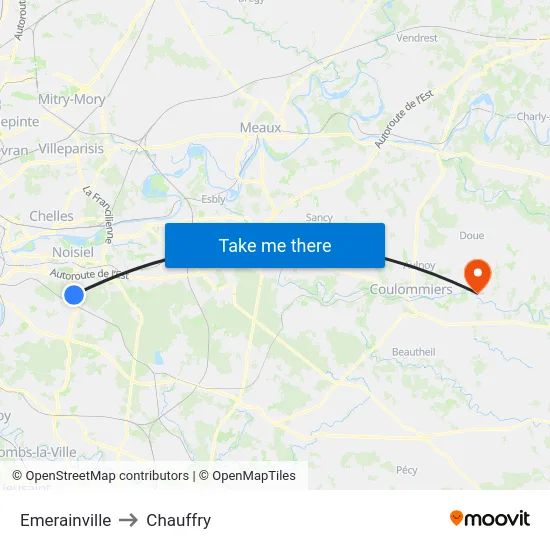 Emerainville to Chauffry map