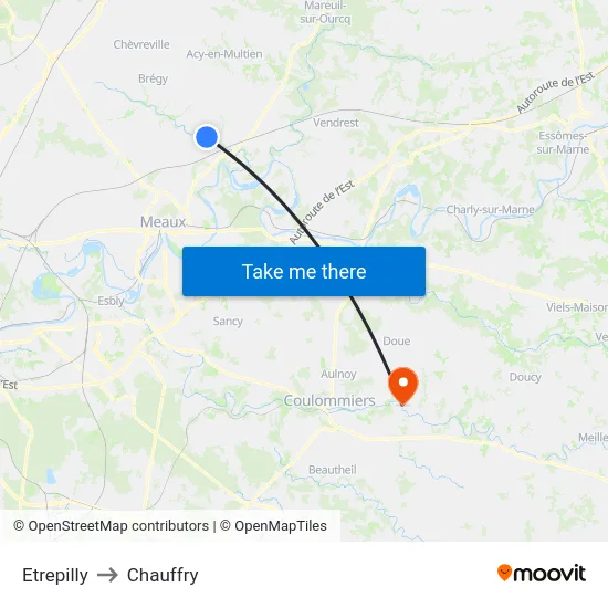 Etrepilly to Chauffry map
