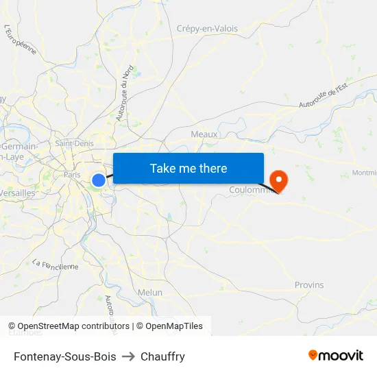 Fontenay-Sous-Bois to Chauffry map