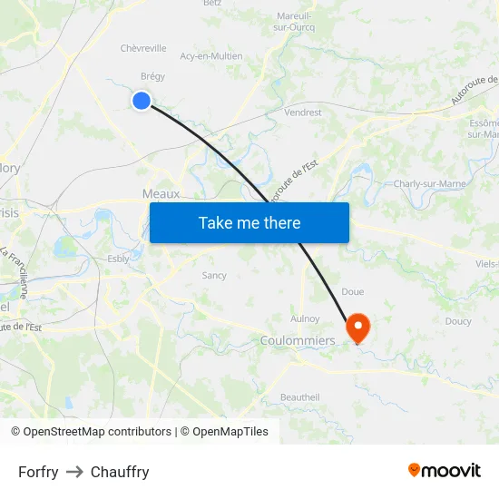 Forfry to Chauffry map