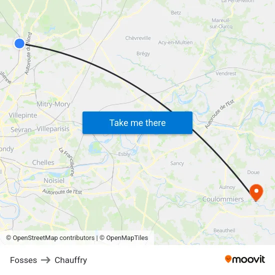 Fosses to Chauffry map