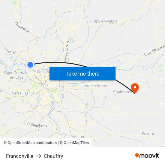 Franconville to Chauffry map