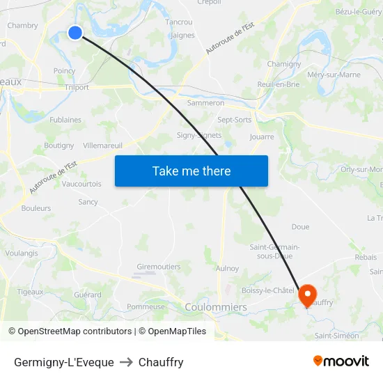 Germigny-L'Eveque to Chauffry map