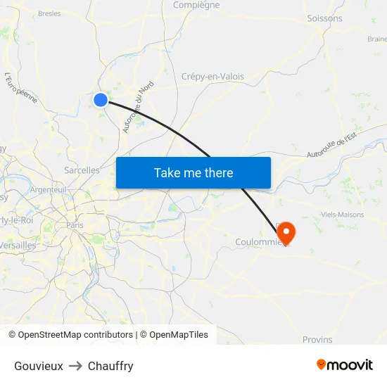 Gouvieux to Chauffry map