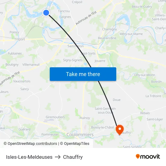 Isles-Les-Meldeuses to Chauffry map