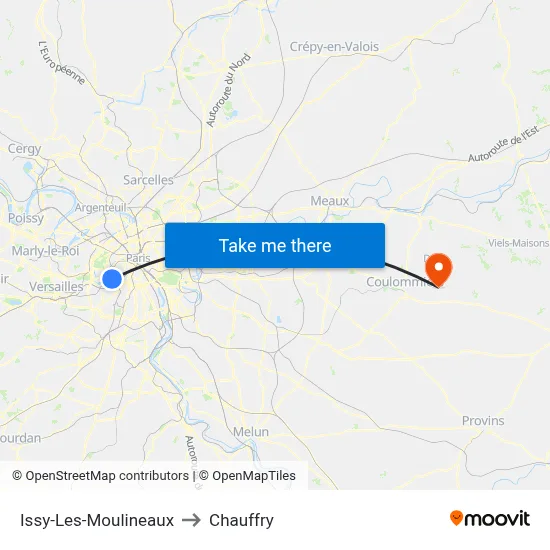 Issy-Les-Moulineaux to Chauffry map