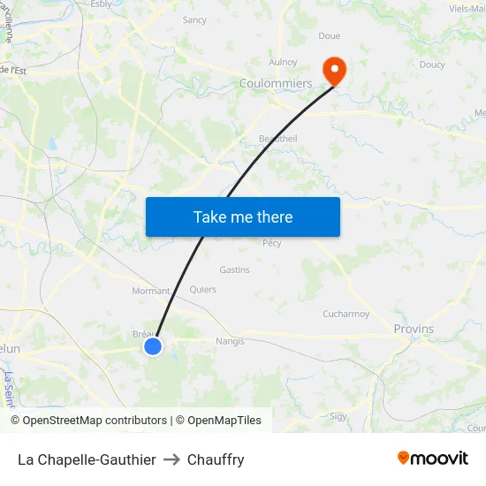 La Chapelle-Gauthier to Chauffry map